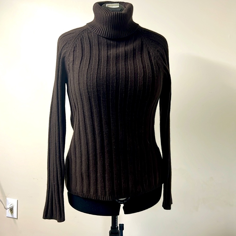 Axcess women sweater brown color, long sleeve knitting, turtleneck